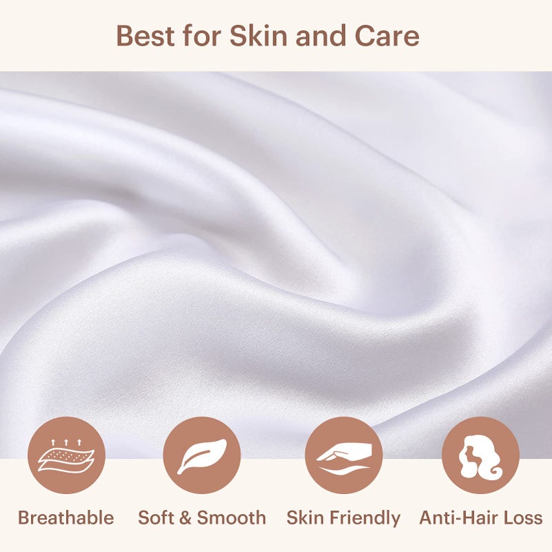 LilySilk غطاء وسادة حرير LILYSILK للشعر والبشرة بحجم كوين - 100% حرير توت 19 موم ، غطاء وسادة سرير حرير من الجانبين مع سحاب مخفي، 1 قطعة (حجم كوين 20''x30''، أبيض) - Image 4